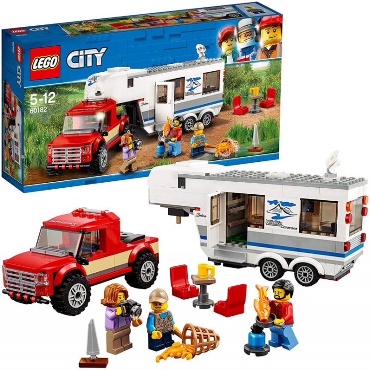   레고 LEGO 시티 캠핑 밴과 픽업 트럭 60182 블록 장난감 