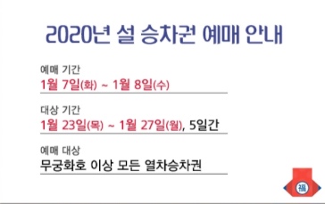 2020 설 기차표 예매