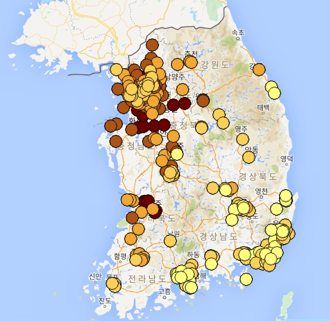 전국 미세먼지 지도 2017년