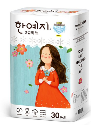  2020년 최저가 내일배송  한예지 3겹데코 천연펄프 롤화장지 27m   [10,320원]