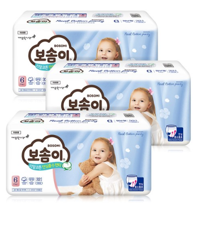  2020년 최저가 내일배송   보솜이 리얼코튼 안심흡수 팬티형 기저귀 여아용 점보 6단계(17kg~)   [33,520원]