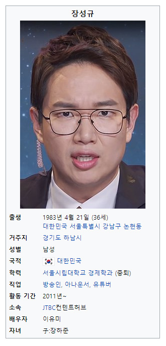  장성규 고졸 그의 스펙을 알아봅시다