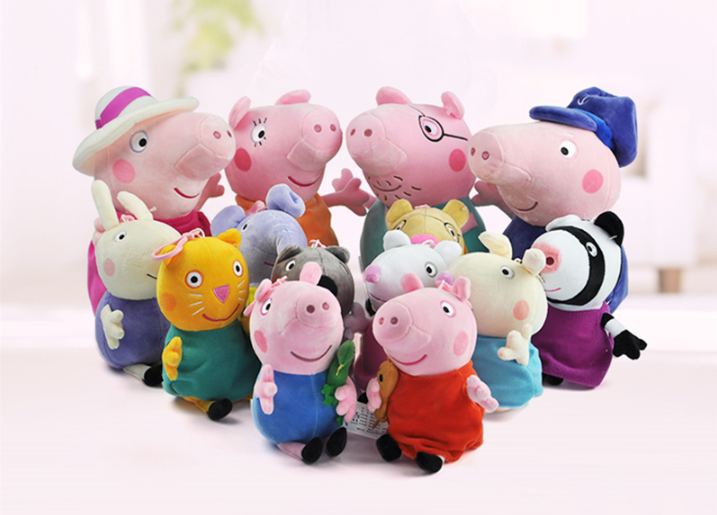 [알리익스프레스] Peppa Pig 페파피그인형 장난감 가족 세트 봉제 인형 핑크 돼지 친구 가족 파티 소녀 장난감 아이 생일 선물