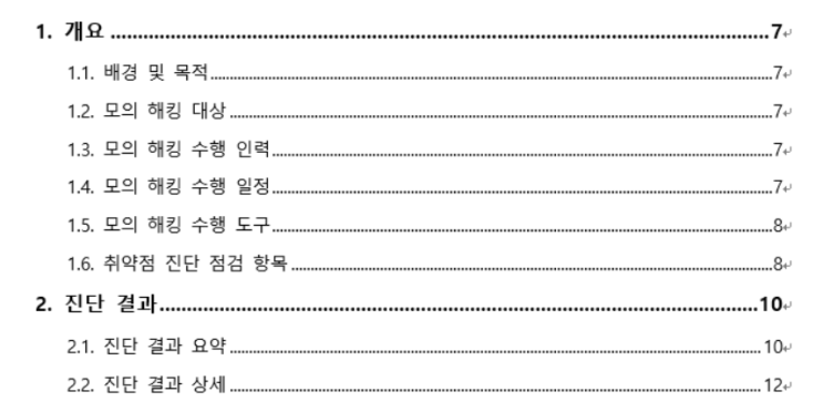  워드(word) 목차 작성하는 방법