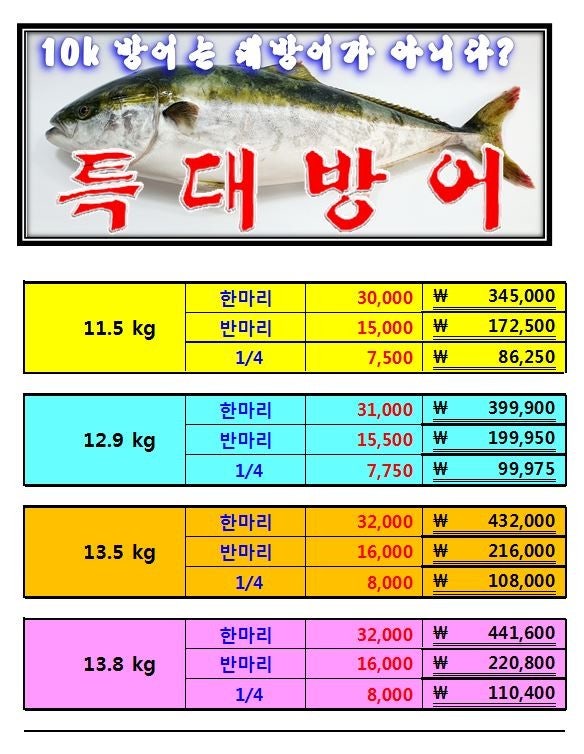 연안부두1월제철수산물 10키로이상 특대방어 가격 시세 숙성대방어회먹는법 장군씨푸드 : 네이버 블로그