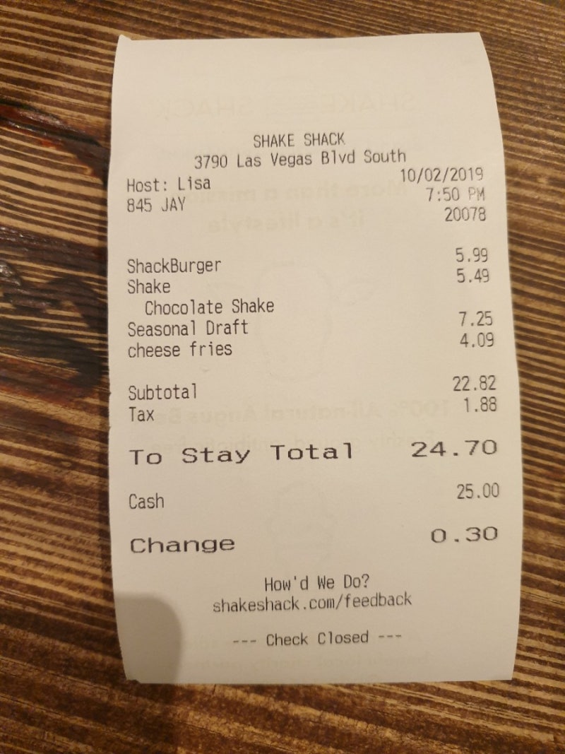 라스베가스 쉑쉑버거 메뉴 가격 후기 : 네이버 블로그