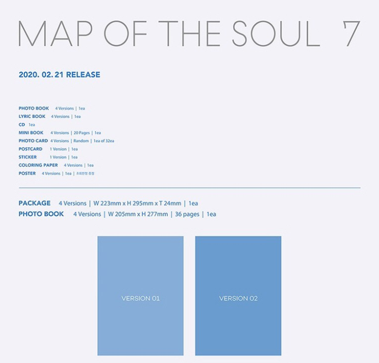 방탄소년단  BTS 7 초판 한정 포스터  - MAP OF THE SOUL : 7 포스터 4종