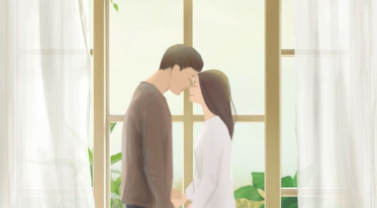  연인일러스트,따뜻한 아침 이미지 감성그림