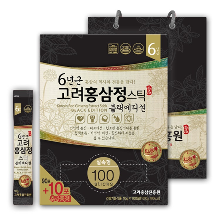  [쿠팡 특가] 48,140원 (67% 할인) 고려홍삼진흥원 6년근홍삼정 스틱 블랙에디션 타워형