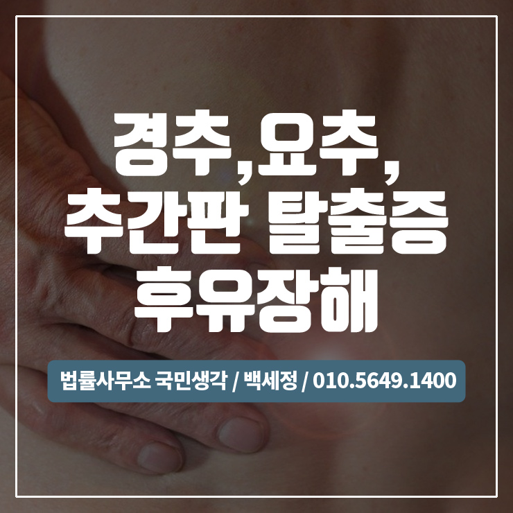  경추/요추/추간판탈출증 후유장해 보험금 / 종합법률사무소 국민생각:백세정