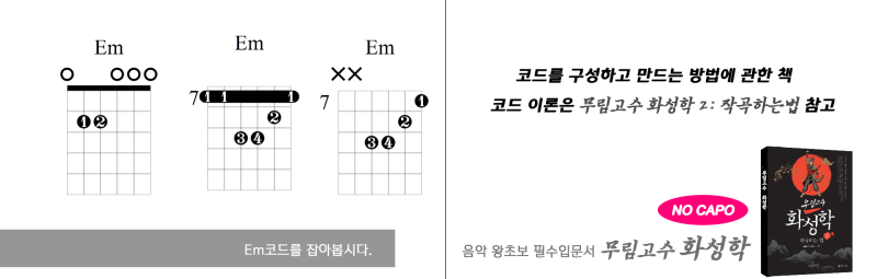 기타 Em코드 운지법/ 통기타 Em코드 잡는법/일렉기타E마이너 코드 치는법/Em코드소리 잘내는법 [ 악보 보는법 작곡하는법 음악 ...