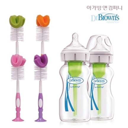  [닥터브라운]옵션스플러스 유리젖병 270ml(2개입)+젖병솔(컬러랜덤) (49,900원)