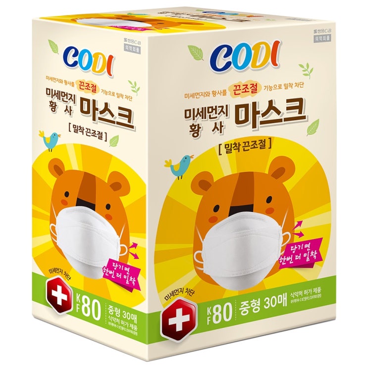   코디 후레시아 황사 미세먼지 마스크 중형 KF80 30개입 1개 