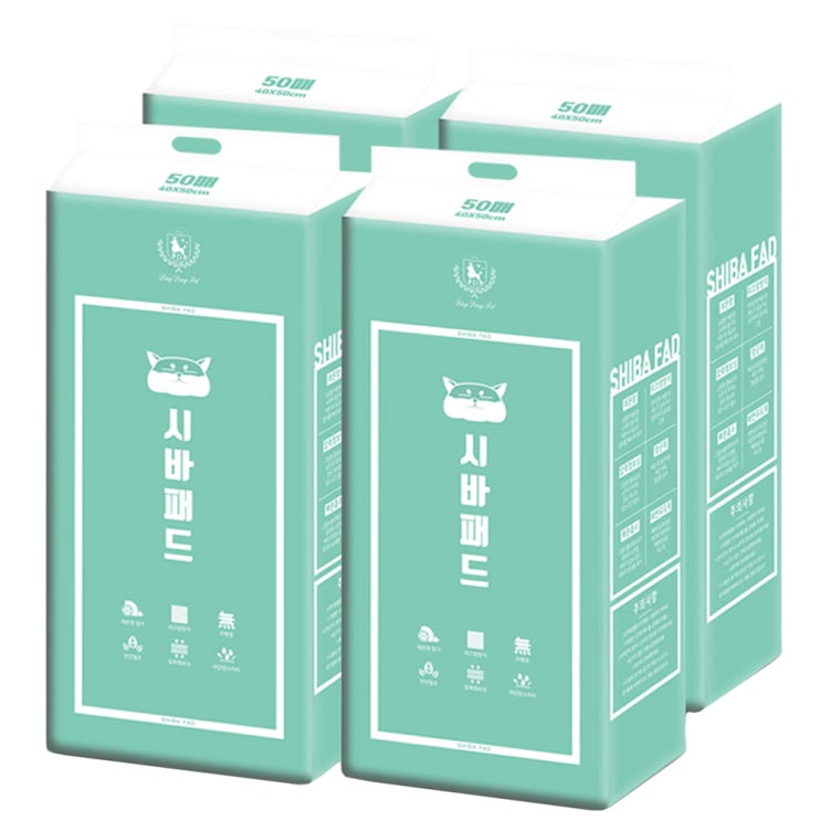   딩동펫 반려견 시바패드 프리미엄 레몬향 50매 4개 