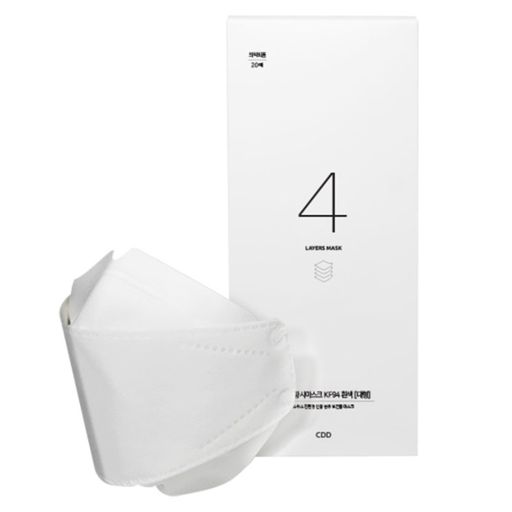   청담소녀 CDD 황사마스크 대형 KF94 WHITE 20개입 1개 