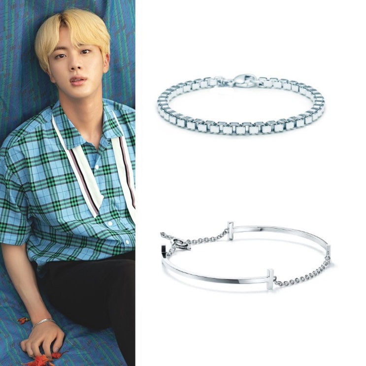   BTS 진 JIN 착용스타일 팔찌 T자형 단일 