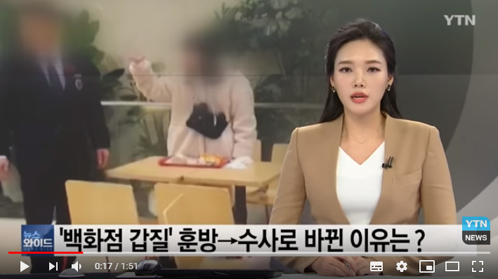'백화점 갑질 영상' 당일 훈방 뒤 수사로 전환한 이유는? / YTN '백화점 갑질 영상' 당일 훈방 뒤 수사로 전환한 이유는? / YTN