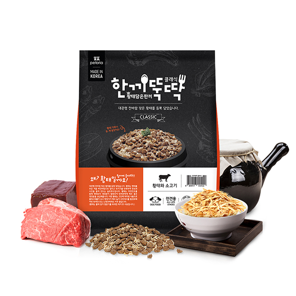  [반려동물용품]  한끼뚝딱 생후 3개월령 이후 소고기 황태담은 클래식 강아지 사료 1kg 1개 애완동물