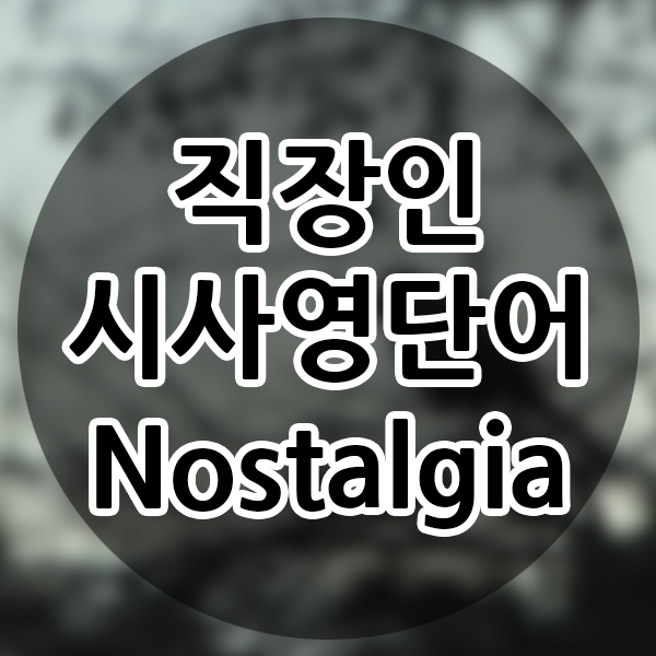 직장인 교양영어단어 시사영어 Nostalgia 기초영어단어 공부 영단어 시작하는 방법 사회인 생활영어 일상영어단어