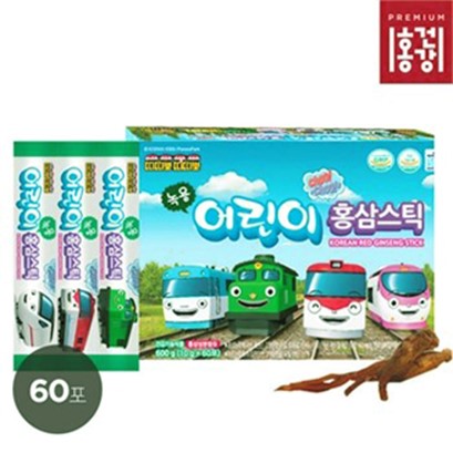  띠띠뽀 어린이 6년근 홍삼스틱 녹용(10gX60포+종이백 증정) (19,900원)