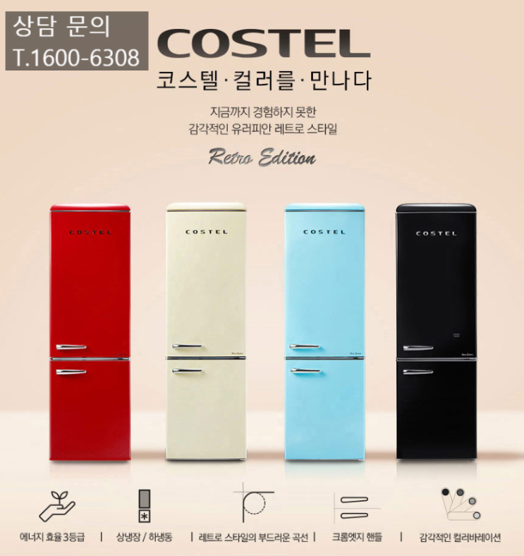  예뻐서 놀라는 코스텔 냉장고 300L (CRS-300GARD)