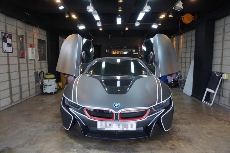  제주 BMW i8 전체 랩핑 - 3M1080 무광 그레이 알루미늄 메탈릭