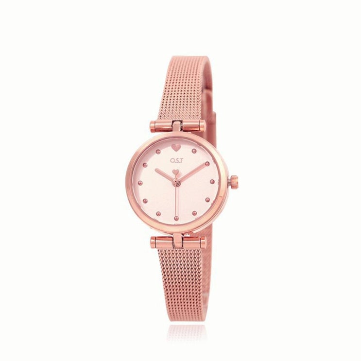  오에스티 러블리 하트 인덱스 로즈골드 메쉬시계 OTW119C12TPP (29,900원)