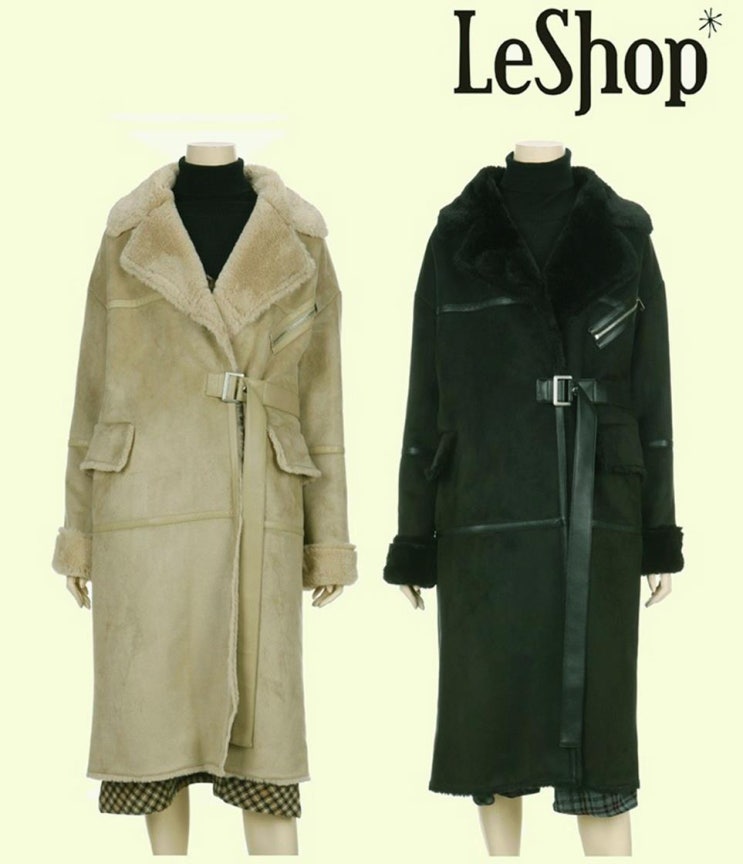  르샵 지퍼 포켓 포인트 벨티드 롱기장 무스탕 LJCFU551 (121,260원)