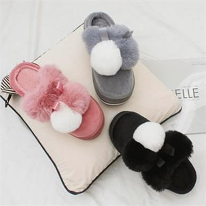  [벨라노이] 포그미 털방울 스웨이드 키높이 통굽 슬리퍼5.5cm (14,500원)