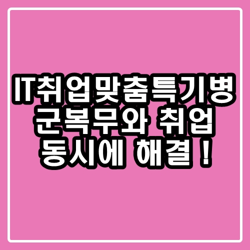  취업맞춤특기병 : 군복무와 IT 취업을 동시에 해결