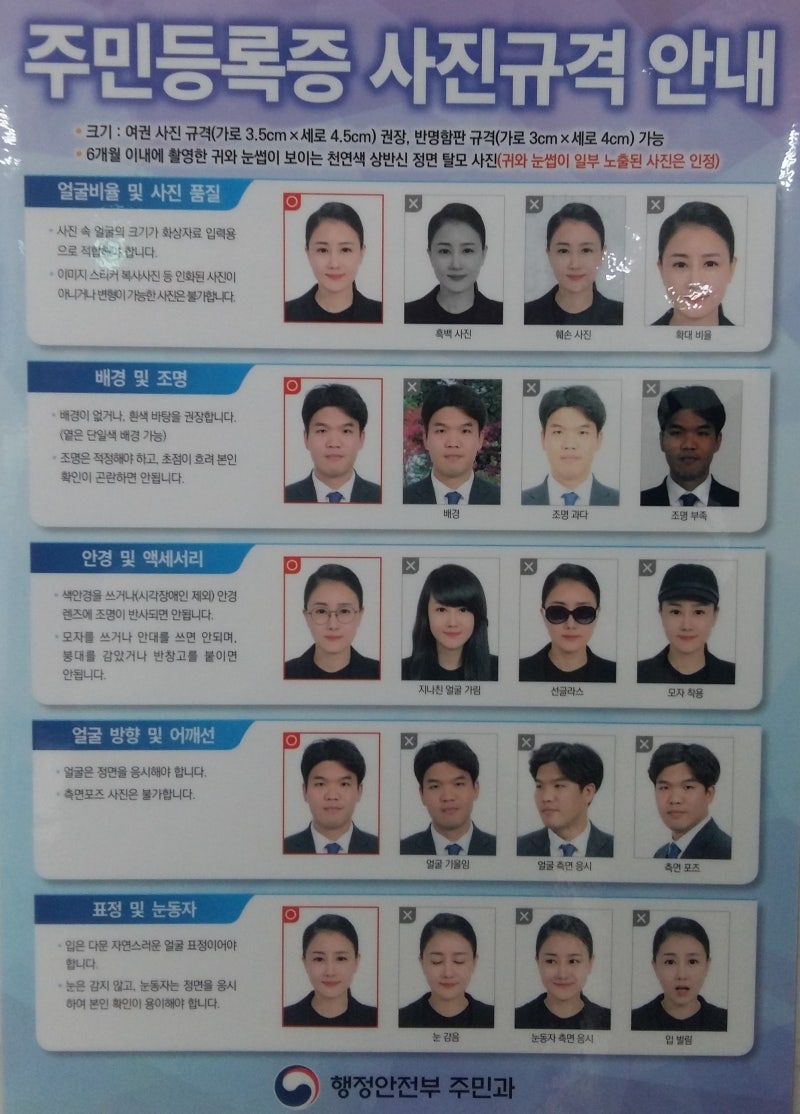주민등록증 사진규격 안내/ 포토앤스튜디오 : 네이버 블로그