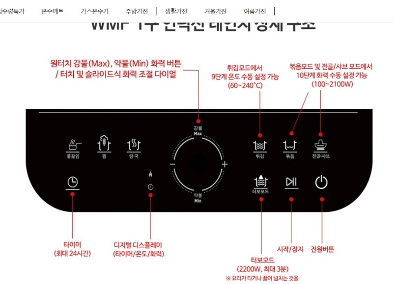 6가지 자동 모드로 요리를 더욱 쉽고 빠르게~! 정식 수입 WMF 인덕션 레인지 WF1552