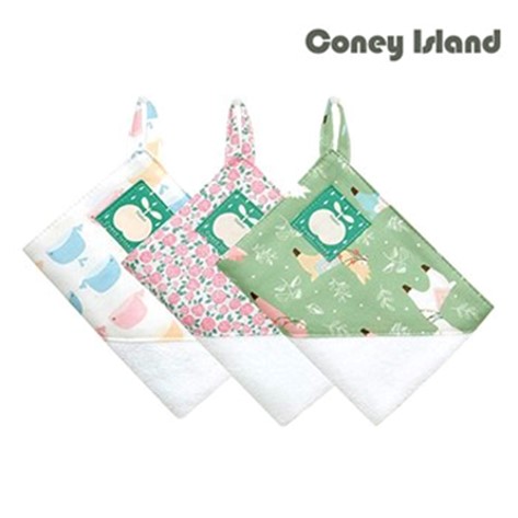  [코니아일랜드] 어린이집 고리수건 꼬깔형 여아용 3종 SET (11,900원)