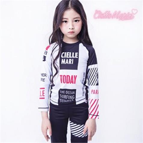 [CielleMarin]Kids 아동래쉬가드 블랙레이싱걸 라운드 티셔츠/수영복/래시가드 (36,000원)