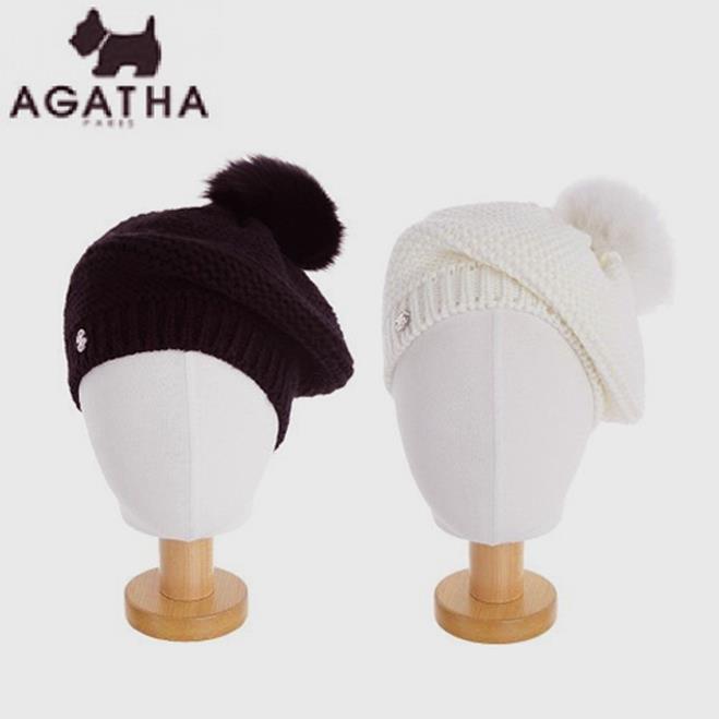  [AK플라자][캡텐] 아가타 아크릴 여우털방울 베레모 AG95UKK005 (31,500원)