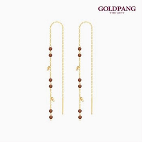  [골드팡]14k 도트볼 젬스톤 롱귀걸이-가넷 (129,000원)