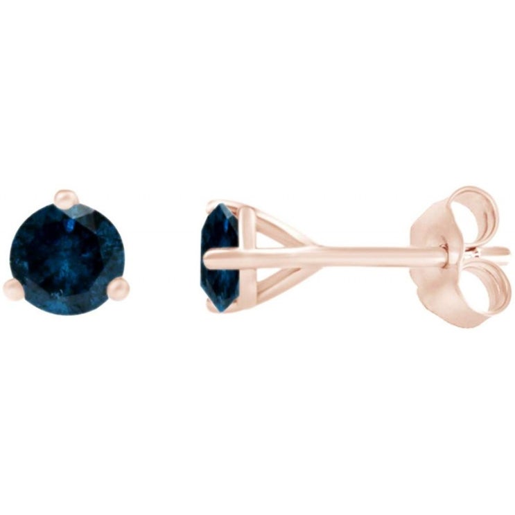 [발렌타인데이선물]  발렌타인 데이 선물 라운드 컷 천연 블루 다이아몬드 IGI 인증 스터드 귀걸이 14K 솔리드 골드 004 c  강력 추천 합니다!
