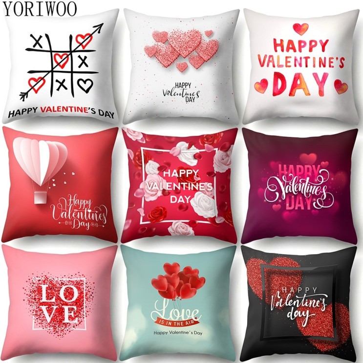 [발렌타인데이]  Yoriwoo 해피 발렌타인 데이 선물 베개 케이스 사랑 쿠션 커버 로맨틱 웨딩 파티 장식 생일 축하 선물 여성 1개 8  강력 추천 합니다!