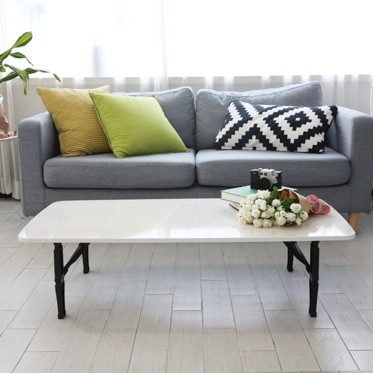   우드리빙 LPM 라운드 쌍발 접이식 테이블 1200 x 600 mm 화이트오크 접이식탁자 쿠팡특가 36,760원