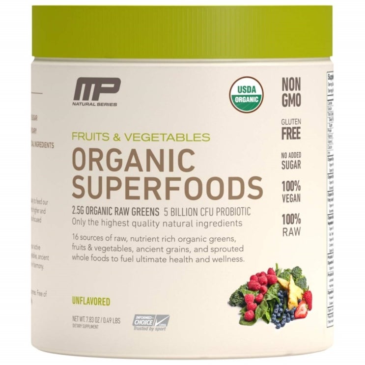  최저가확인  MusclePharm 머슬팜 유기농 슈퍼푸드 파우더 222g 1개 