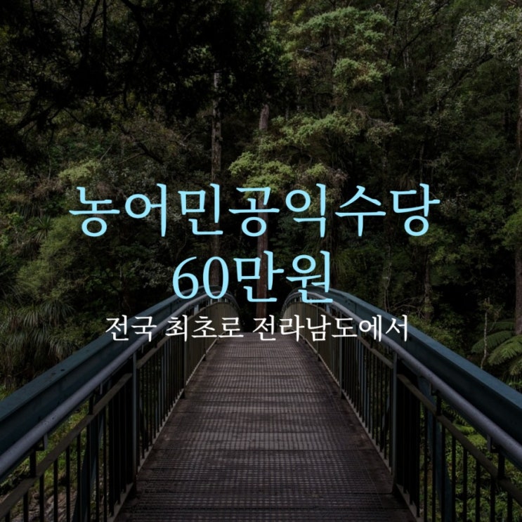  전라남도 농어민 공익수당 지급 60만원