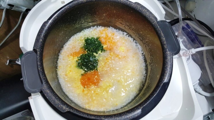 밥솥이유식 만들기 중기이유식 달걀시금치당근죽