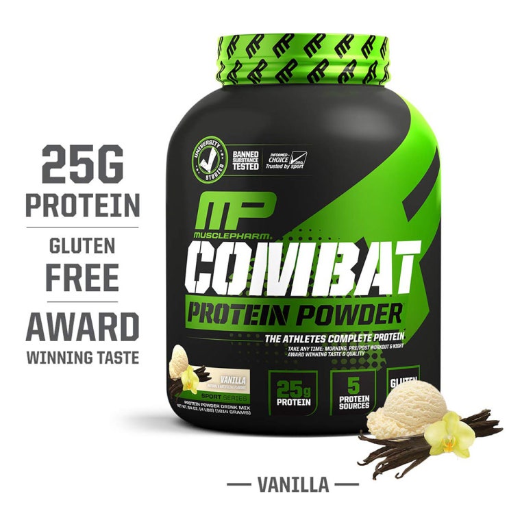  최저가확인  MusclePharm Combat 프로틴 파우더 바닐라 맛 1814g 1팩 