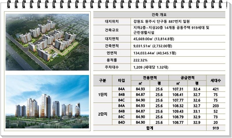 원주 내안애카운티 단구동 아파트 안내