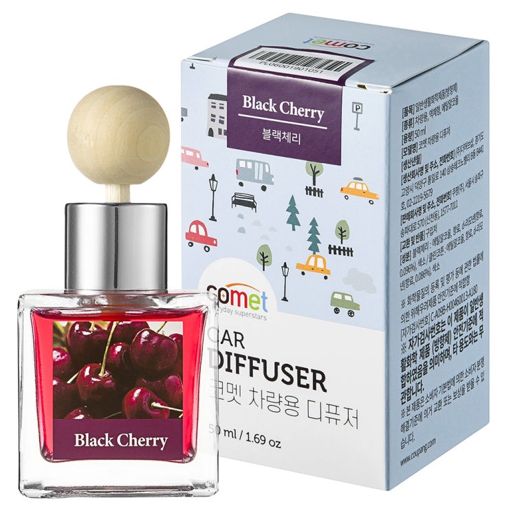  [홈인테리어]  코멧 설레는 향 가득 차량용 디퓨저 50ml 블랙체리 1개 디퓨저 가랜더 캔들