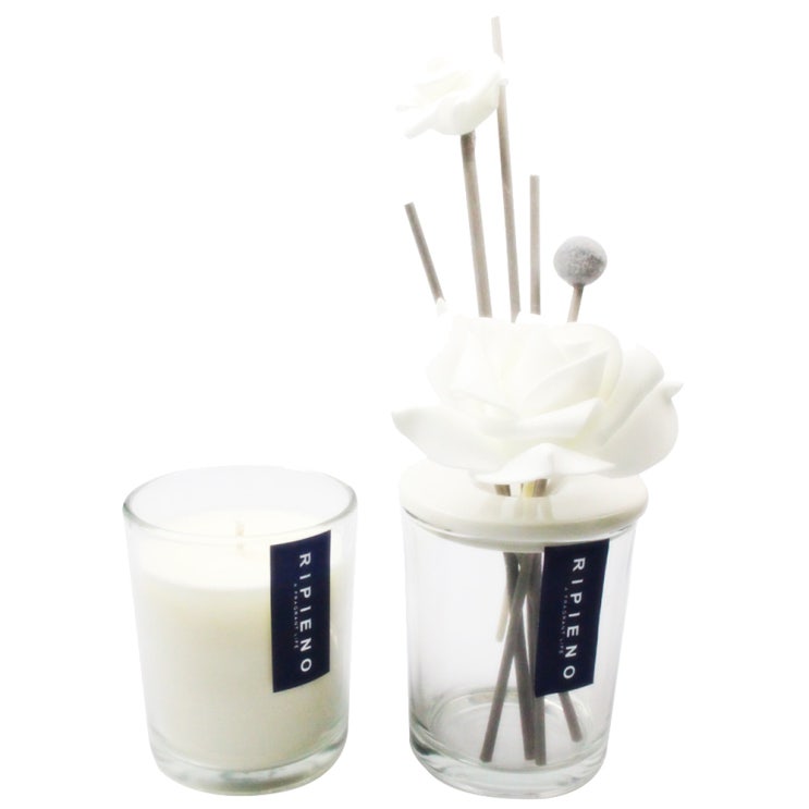  [홈인테리어]  리피에노 기본소이캔들 7온즈 투명  디퓨져 화이트 세라믹리드캡 100ml 네이비 화이트머스크 1세트 디퓨저 가랜더 캔들