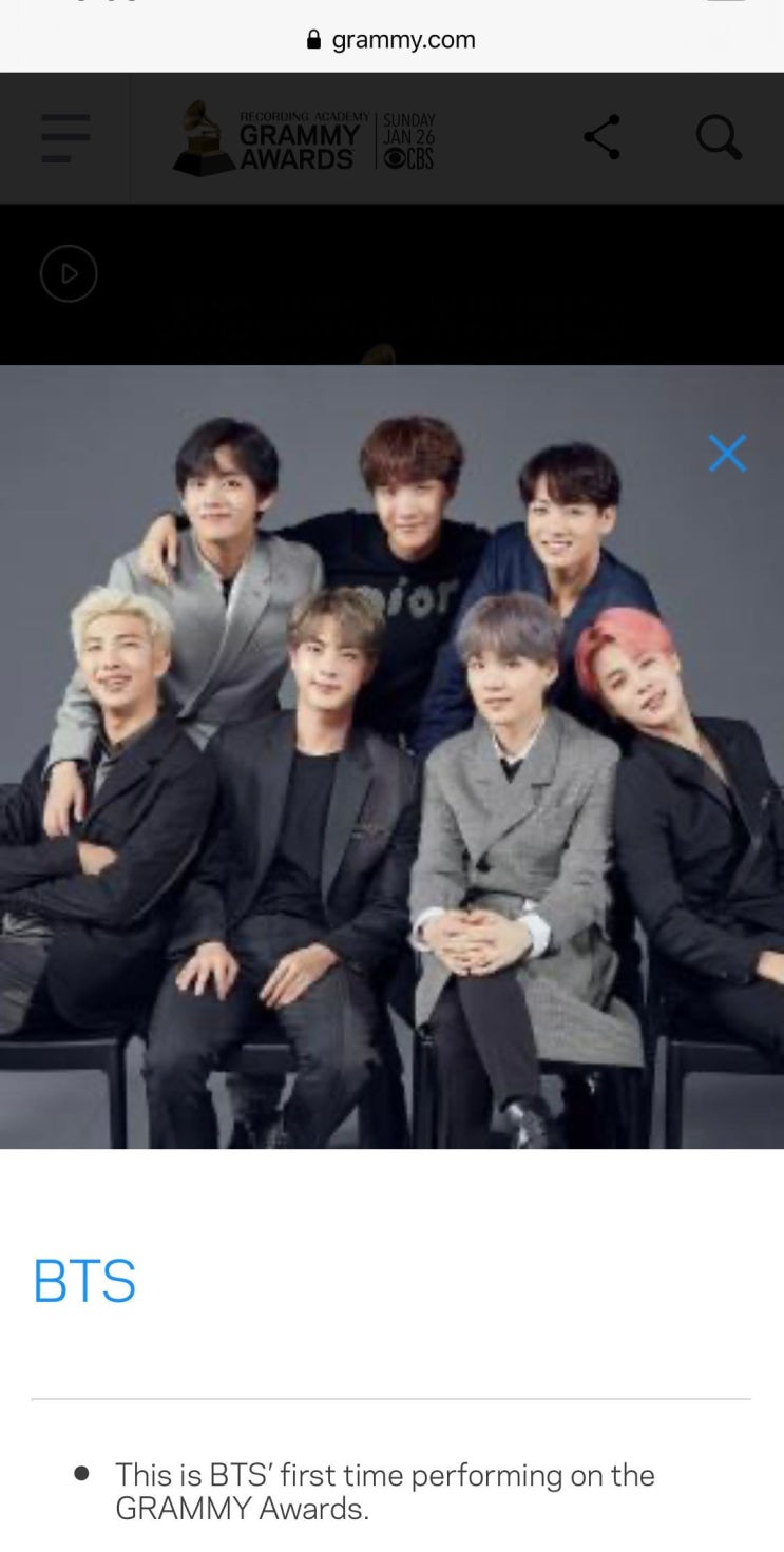 그래미 홈페이지에 퍼포머로 올라온 방탄소년단 공연 확정 그래미 홈페이지에 퍼포머로 올라온 방탄소년단 공연 확정