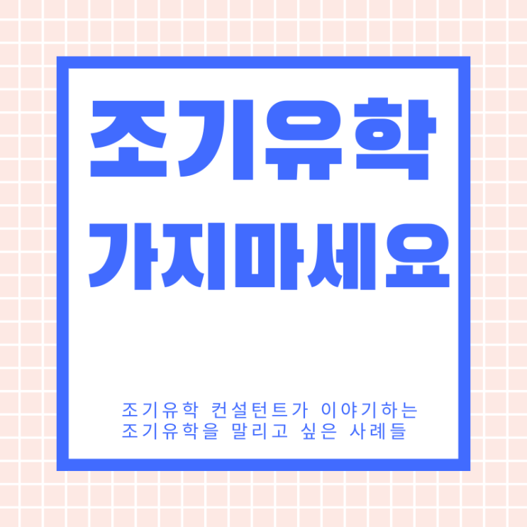  조기유학 가지마세요
