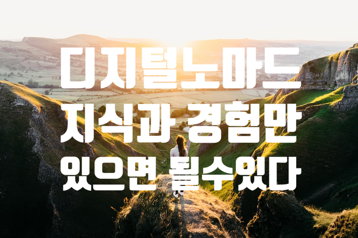 디지털 노마드 지식과 경험만 있으면 될 수 있다
