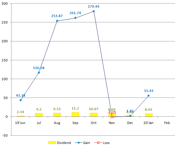  20년' 1월4째주 미국 주식 배당 및 수익 점검